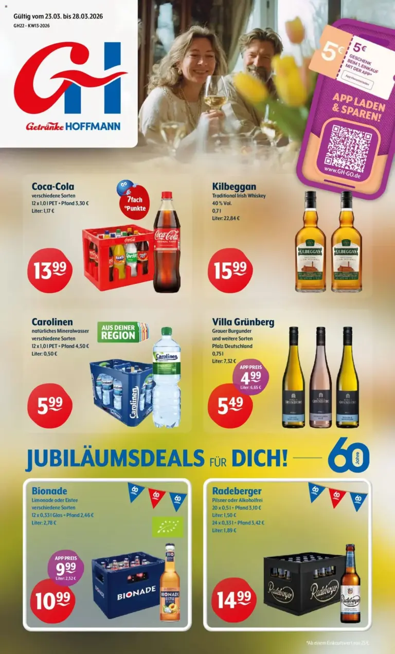 Getranke Hoffmann prospekt ab 23.03.2026 – Jubiläumsdeals ab Montag Nordrhein,Westfalen