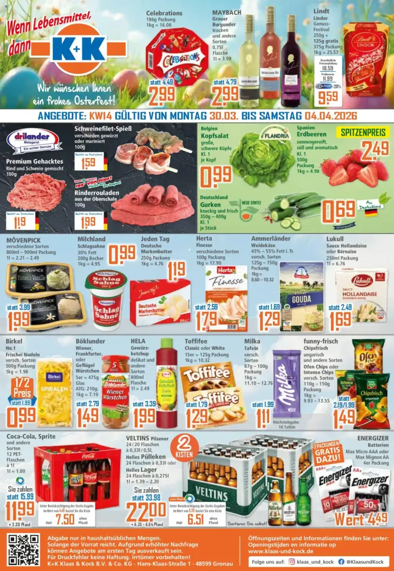 Klaas Kock prospekt 30.03. bis 04.04.2026 Gronau Angebote zum Osterfes