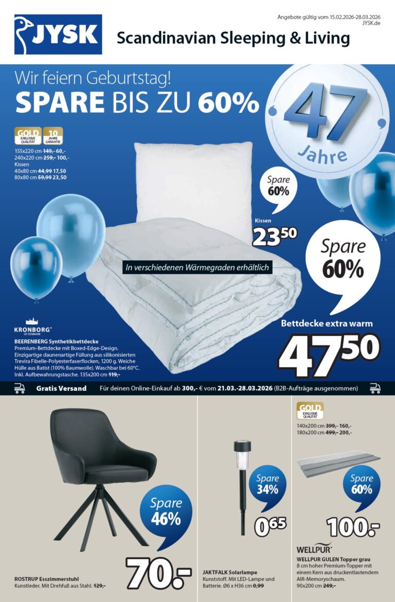 JYSK Prospekt 15.02.2026 – 28.03.2026