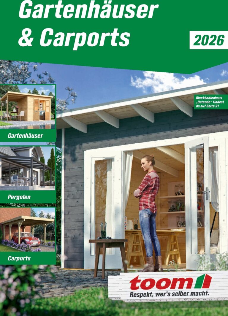 toom Prospekt 01.01.2026 – 31.12.2026 Gartenhäuser & Carports