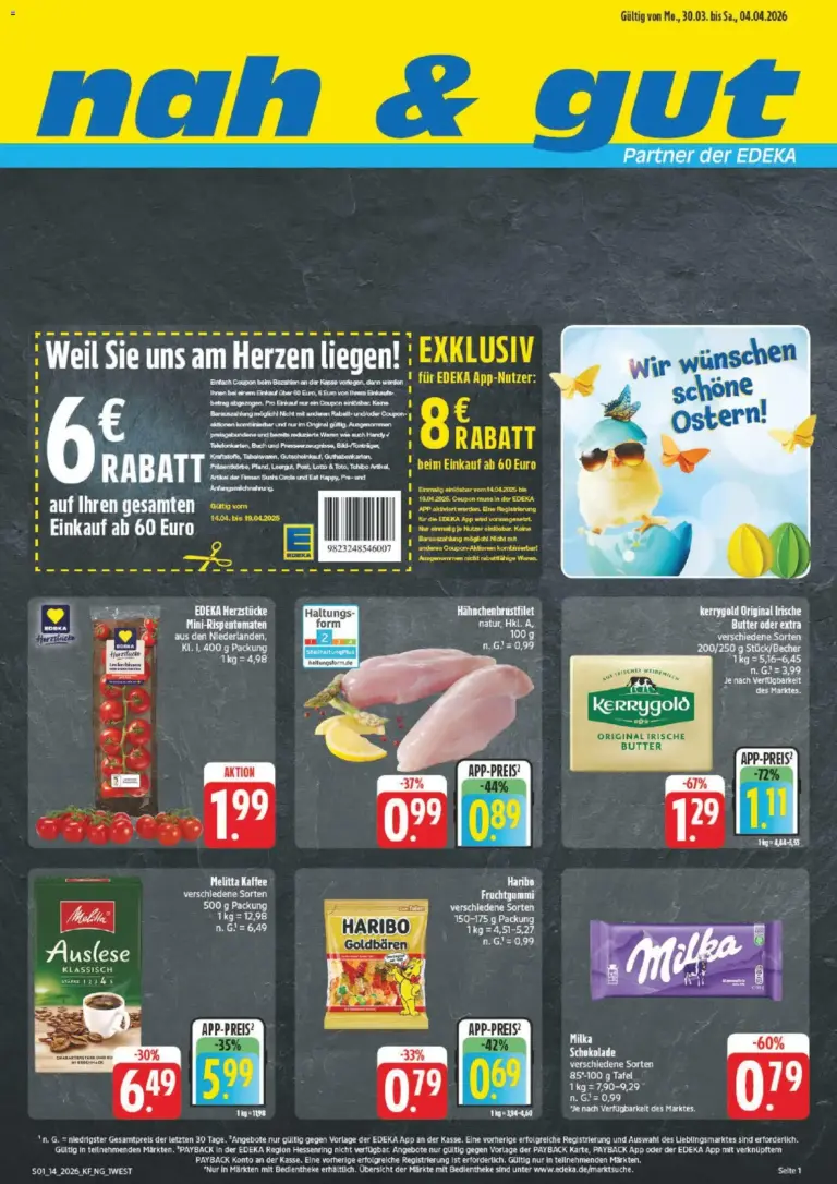 Nah Gut prospekt 30.03. bis 04.04.2026 6€ Rabatt auf den Einkauf